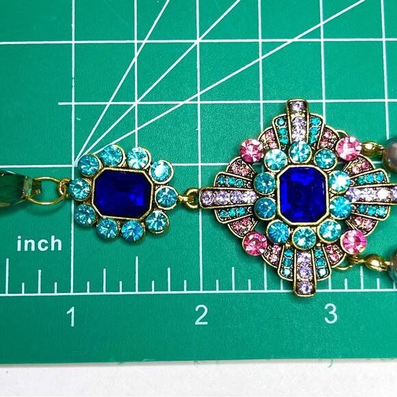 Necklace Blue Turquoise Pink Gold Drop Dangle Chunky Jewelry O18 - Picture 6 of 6